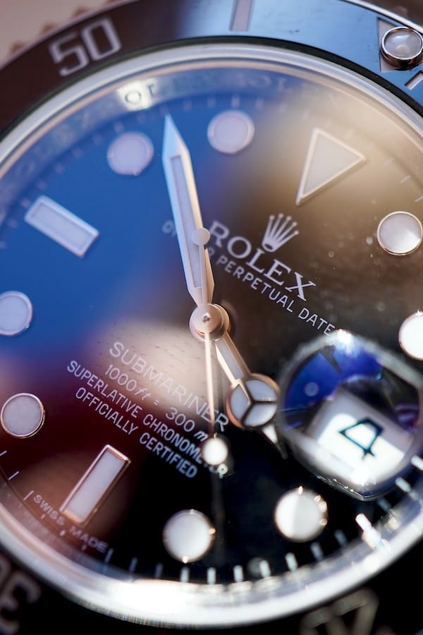 a close-up view of a rolex watch