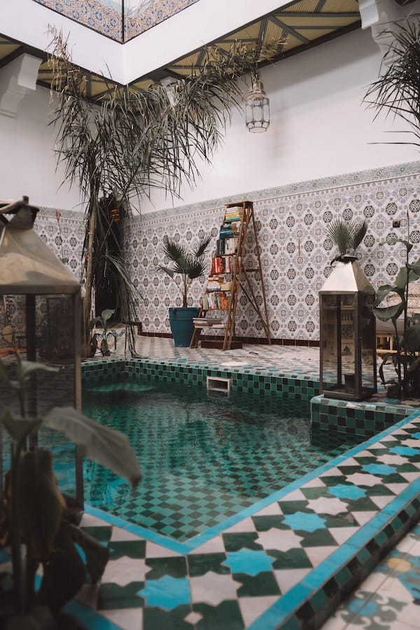 a Moroccan interior pool, illustrating slow travel