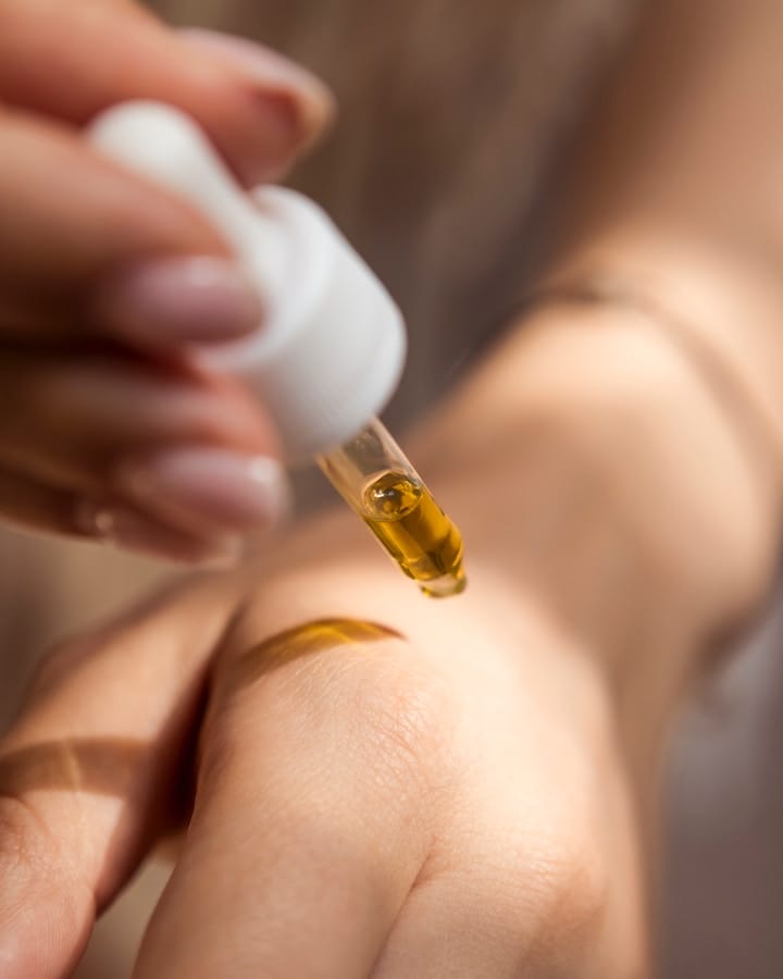 luxury skincare product being tested on a hand