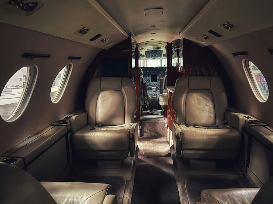 interior of a luxury private jet 