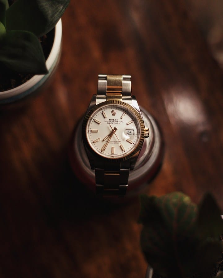 closeup shot of a luxury watch in display